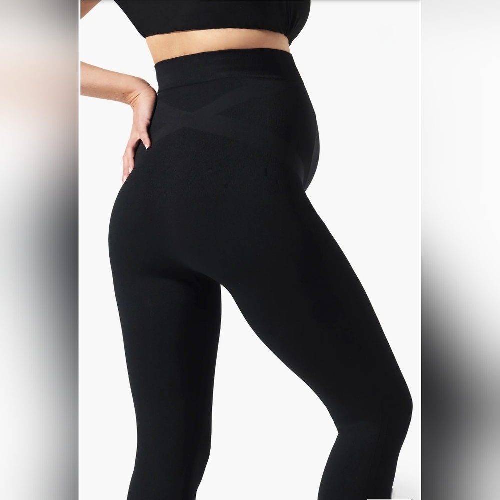 Blanqi Everyday Maternity Belly Support Leggings Black Travel Comfy sz M - Picture 2 of 8